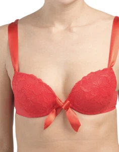 Cosabella x Erin Fetherston Bra Sz 34C Red Lace Bow Push Up Underwire Italy $110 - Picture 1 of 11