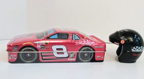 Dale Earnhardt Jr Nascar Replica Mini Helmet & Race Car tin with chocolates Cover
