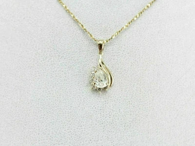 钻石泪珠吊坠 2 克拉实验室 14K 镀金 18 英寸 — 第 1/4 张图片