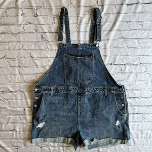 Old Navy Denim Shortalls kurze Latzhose XXL Damen Jeans Hippie Boho Festival - Bild 1 von 13