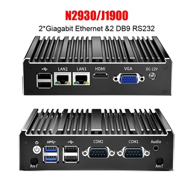 Mini PC N2840/N2930/J1900 2x Gigabit Ethernet 2xCOM RS232 RS485 suporte WiFi/4G - Imagem 1 de 4