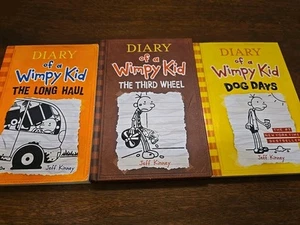Diary of a Wimpy Kid by Jeff Kinney Lot of 3 Books One Hardcover & Two Paperback - Picture 1 of 7
