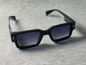 Men's chunky black lens sunglasses rectangle retro clear acrylic detail - Picture 1 of 10