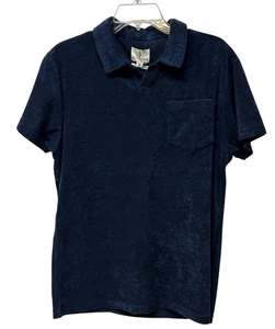 Scott James Terry Cloth Polo Shirt Navy Blue Short Sleeve Men's Size M NEW - Picture 1 of 9