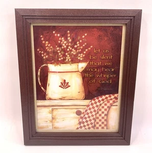 Rustic Pitcher & Flowers Framed Wall Art Jo Moulton Inspirational Quote  - Picture 1 of 6