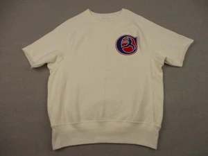 Champion Reverse Weave Sweatshirt Pullover Men Small Short Sleeve Crewneck Patch - Picture 1 of 12