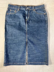LEVI'S Authentic Y2K Vintage Denim Skirt Women's 14M Front Slit Stretch - Picture 1 of 7