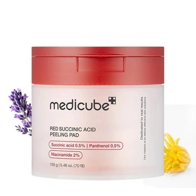 Medicube Panthenol Red Succinate Facial Exfoliating Pads - Soothing & Repairing - Image 1 of 4