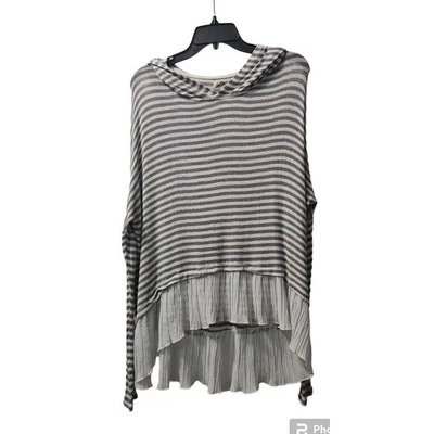 Top Hollister a Rayas con Capucha Volantes Dobladillo Manga Larga Informal Gris Talla M Foto 1 de 4