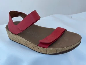 Fitflop Red Leather Cork Platform Sandals Size 8 - Picture 1 of 9