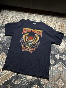 Vintage Shirt Bike Week Daytona Beach 1998 Motorcycle Event Size XXL Blue Repair - Picture 1 of 7