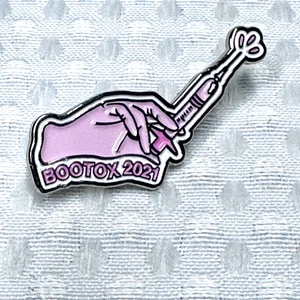 Pink Lapel Pin Bootox 2021 Launch Party Custom Brooch Enamel LaserAway Beauty - Picture 1 of 5