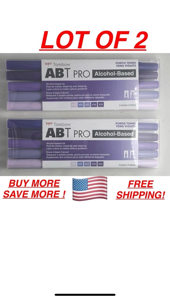 Purple Tones Tombow Abt Pro Alcohol Based Markers 5pc