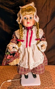 Vtg. Santa’s Best Automaton Gretchen Porcelain Animated 24" Country Doll~In Box - Picture 1 of 19