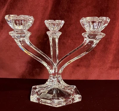 Канделябр Noble Excellence 24% свинцовый кристалл 3 конуса 6,5 дюйма x 7 дюймов x 7 дюймов Германия - Изображение 1 из 4