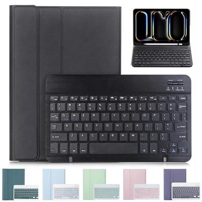 For New iPad Air 11" / iPad Pro 11" 2024 Tablet Bluetooth Leather Keyboard Case - Image 1 of 4