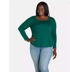 Terra & Sky Womens Plus LongSleeve Forest Clover Soft Core Shirt Sz 4X (28W-30W) - Picture 1 of 10