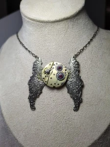 Engel Dämonenflügel Steampunk Gothic Uhrwerk Teile Halskette silber/goldfarben - Bild 1 von 16