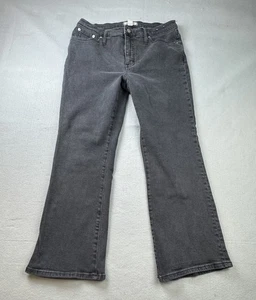 Madewell Jeans Womens 31 Gray Mid Rise Kick Out Flare Stretch Denim Fair Trade - Picture 1 of 11