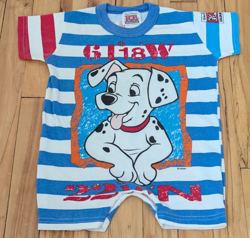 RARO Mameluco Vintage Disney 101 Dálmatas Rayas Azules Talla 2T Foto 1 de 4