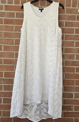 Simply VeraWang White Wm Burnout/devore Sleeveless Midi Dress XL high Low Floral - Image 1 of 4