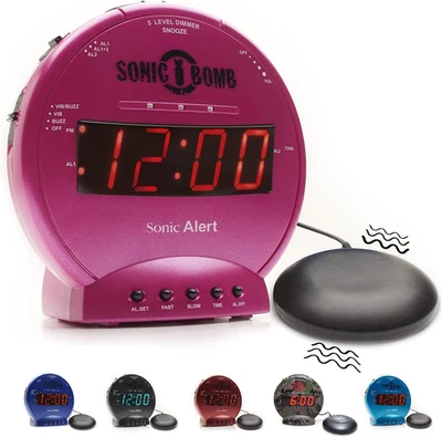 Vibrating Alarm Clock with Bed Shaker,Snooze Dual Alarm Clock,Digital Alarm Cloc - Image 1 of 4