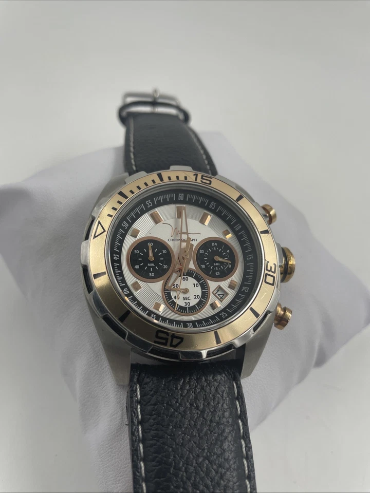 MARC ANTHONY MENS CHRONO WATCH (FMDMA138) Leather/46mm Case/ NICE W/Battery! - Image 1 of 4