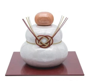 Kutani Yaki Porzellan Kagami Mochi Japanese New Year Ornament Ginsai Silberfolie - Bild 1 von 4