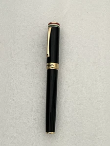 Large Montegrappa Italia Fountain Pen 18K Broad Nib Black with GP Trim - Picture 1 of 13