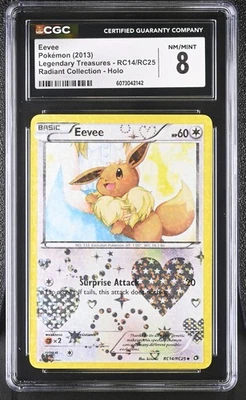 CGC 8 Eevee Legendary Treasures RC14/RC25 Radiant Collection Holo Pokemon Card - Image 1 of 2