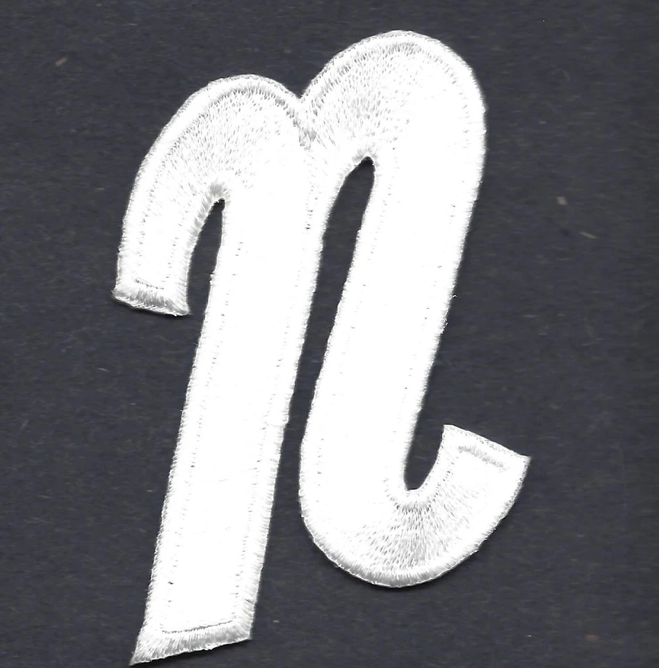 LETTERS - White Script  2" Letter "N" - Iron On Embroidered Applique - Image 1 of 1