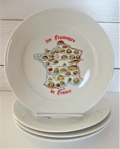 4 LIMOGES Les Fromages de France 8.25” Plates Dishes Regional Cheeses Porcelain - Picture 1 of 5