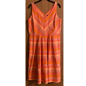 LANDS' END Striped Pink & Orange Womens Sundress - Size: 10 - Picture 1 of 5