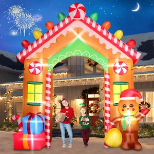 9FT Christmas Inflatable Archway Outdoor Decorations Gingerbread House Arch Yard - Picture 1 of 12