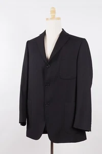 Burberry Vintage Mens Black Wool Solid Classic Sport Coat Blazer Jacket 44 54 - Picture 1 of 7