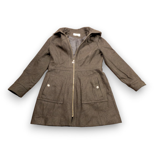 Cappuccio Rimovibile Michael Kors Miscela Lana Donna Media Cerniera Intera Cappotto Giacca Esterna