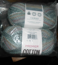 Lot of 2 Premier Yarns Cotton Collage Yarn-Sea Multi   Cotton, Merino Wool