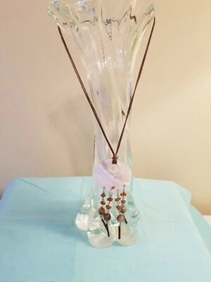 Abalone Shell Necklace With Dangling Beads, Stone Chips & Thin Metal on Cord  - Image 1 of 4