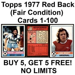 TOPPS 1977 FOOTBALL RED BACK CARDS 1 to 100 (F) *PICK THE CARDS YOU NEED*