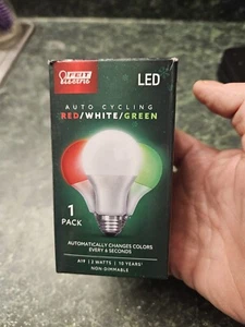 Feit Electric acre A19 (Medium) Auto Cycling LED Bulb Green/Red/White 2 Watt - Picture 1 of 6