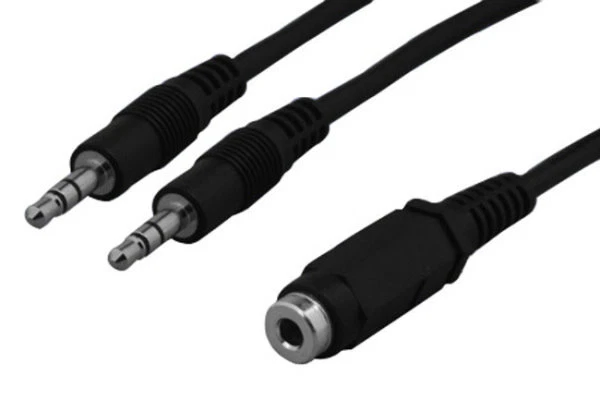 6 Ft AUX 3.5 mm Audio Y-Splitter Cable Female to 2xMale PC iPod iPhone MP3 Auto - Image 1 of 1