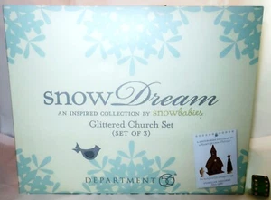 Dept 56 Snow Dreams Glittered Church Set Putz House NIB #4021913 2011 Snowbabies - Picture 1 of 4
