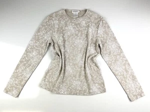 Maglione floreale vintage donna Jones New York Sport a maniche lunghe beige taglia large - Foto 1 di 3