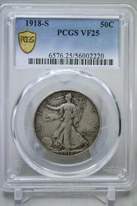 1918-S Walking Liberty Half Dollar 50C PCGS VF25 #2220 - Picture 1 of 4
