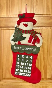 Weihnachten Countdown Tage bis Weihnachten 3D Schneemann hängend Filzstrumpf 30" - Bild 1 von 9