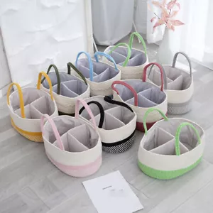 Cotton Rope Braided Baby Diaper Caddy Organizer Mommy Nursery Storage Bin Basket - Picture 1 of 21