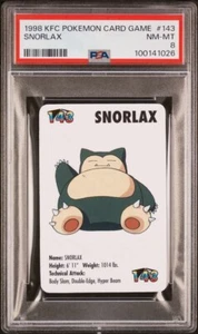 Snorlax #143 Pokemon Gioco di Carte Mini KFC 1998 Nintendo PSA 8 - Foto 1 di 2