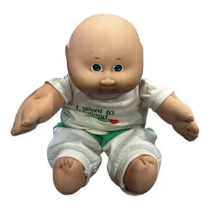 Cabbage Patch Kids Doll 1982 Boy Bald Green Eyes Holland Green White Top - Picture 1 of 9