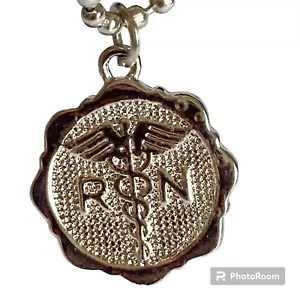 Silver Nursing RN Caduceus Necklace Pendant Womens Mens 27" Plated Graduation - Picture 1 of 12