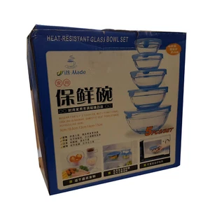 5 pezzi SET PICNIC CIOTOLA VETRO CONSERVAZIONE ALIMENTI insalatiere viaggio bbq party - Foto 1 di 1